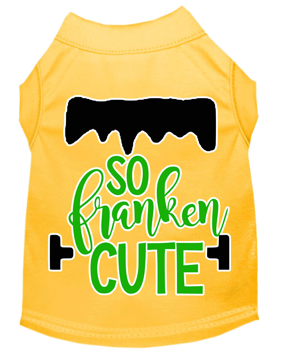 So Franken Cute Screen Print Dog Shirt Yellow Lg